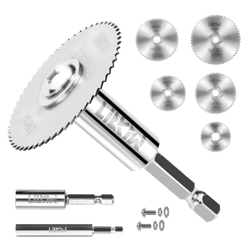 LitKiwi Prozwee 5PCS Rotary Drill Saw Blades,with 2PCS 1/4" Hex Shank,HSS Saw Disc Wheel Cutting Blades for Drills Rotary Tools - Image 1